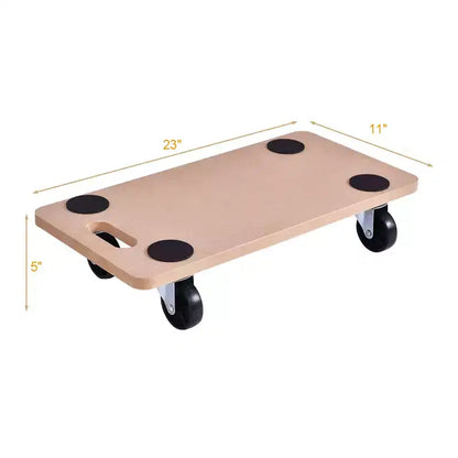 Chariot à plateforme roulant en bois Costway 4 pièces 440 lb, chariot de transport utilitaire rectangulaire sur roulettes
