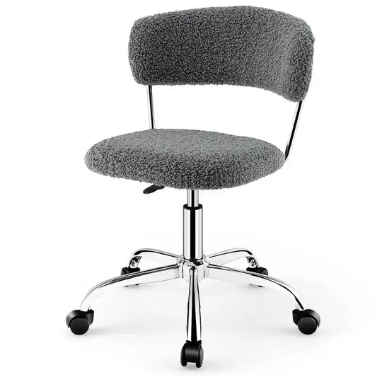 Costway Computer Desk Chair Adjustable Faux Fur Office Chair Swivel Vanity Chair