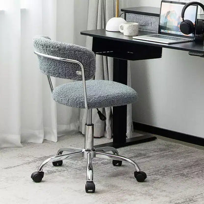 Costway Chaise de Bureau Informatique Réglable en Fausse Fourrure, Chaise de Bureau Pivotante pour Coiffeuse