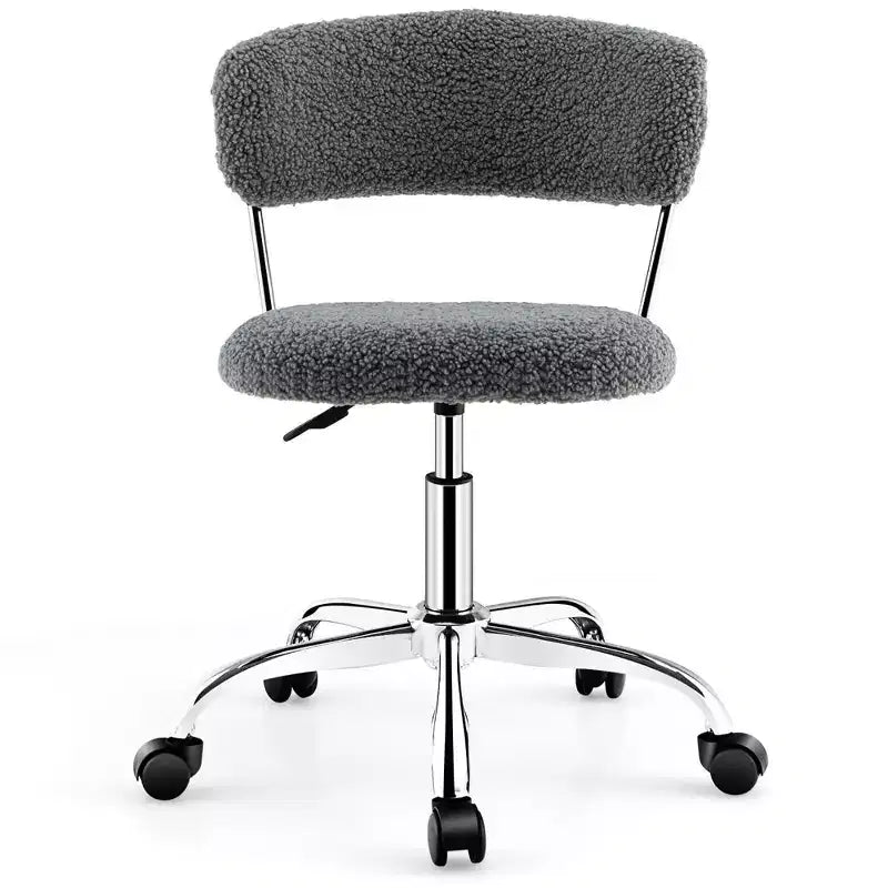Costway Chaise de Bureau Informatique Réglable en Fausse Fourrure, Chaise de Bureau Pivotante pour Coiffeuse