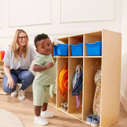 Vestiaire à 5 compartiments pour tout-petits et 5 bacs de rangement avant à écope ECR4Kids Streamline, Rangement à casiers