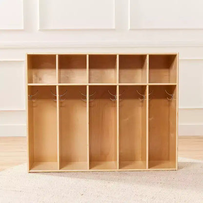 Vestiaire à 5 compartiments pour tout-petits et 5 bacs de rangement avant à écope ECR4Kids Streamline, Rangement à casiers