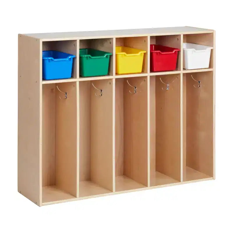 ECR4Kids Streamline 5-Section Toddler Coat Locker and 5 Scoop Front Bins, Cubby Storage