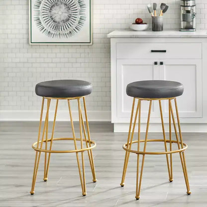 Lot de 2 tabourets de bar à hauteur de comptoir 24 po en similicuir et métal Mazzini – Buylateral