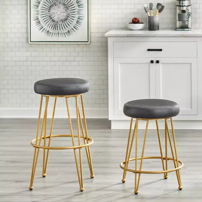 Lot de 2 tabourets de bar à hauteur de comptoir 24 po en similicuir et métal Mazzini – Buylateral