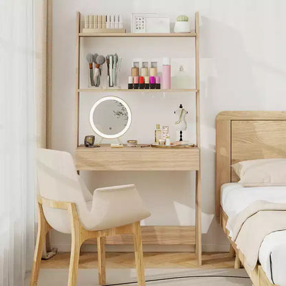 Bureau d'ordinateur en échelle pour la maison Costway, poste de travail mural avec étagères de rangement, naturel/blanc/noyer