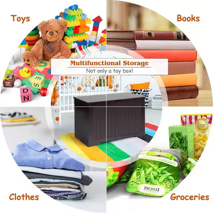 Costway Coffre de Rangement en Bois pour Enfants avec Couvercle Basculant et Charnière de Sécurité Blanc/Marron