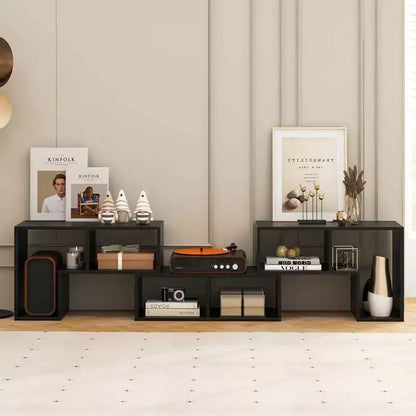 Meuble TV Costway 3 pièces pour TV jusqu'à 65'' Centre de divertissement Bibliothèque Étagères Blanc/Marron/Noir/Bois noir