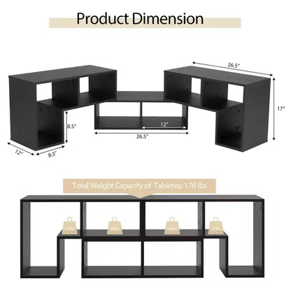Meuble TV Costway 3 pièces pour TV jusqu'à 65'' Centre de divertissement Bibliothèque Étagères Blanc/Marron/Noir/Bois noir