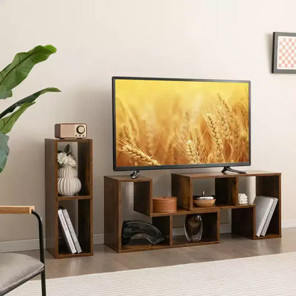 Meuble TV Costway 3 pièces pour TV jusqu'à 65'' Centre de divertissement Bibliothèque Étagères Blanc/Marron/Noir/Bois noir