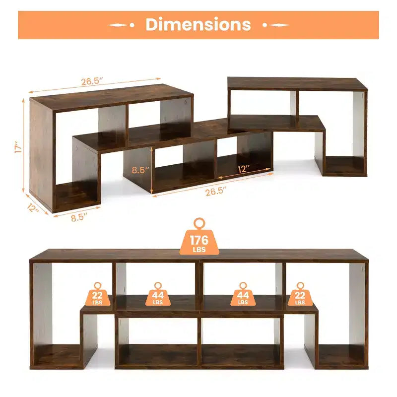 Meuble TV Costway 3 pièces pour TV jusqu'à 65'' Centre de divertissement Bibliothèque Étagères Blanc/Marron/Noir/Bois noir