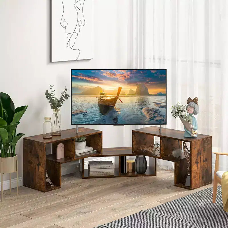 Meuble TV Costway 3 pièces pour TV jusqu'à 65'' Centre de divertissement Bibliothèque Étagères Blanc/Marron/Noir/Bois noir