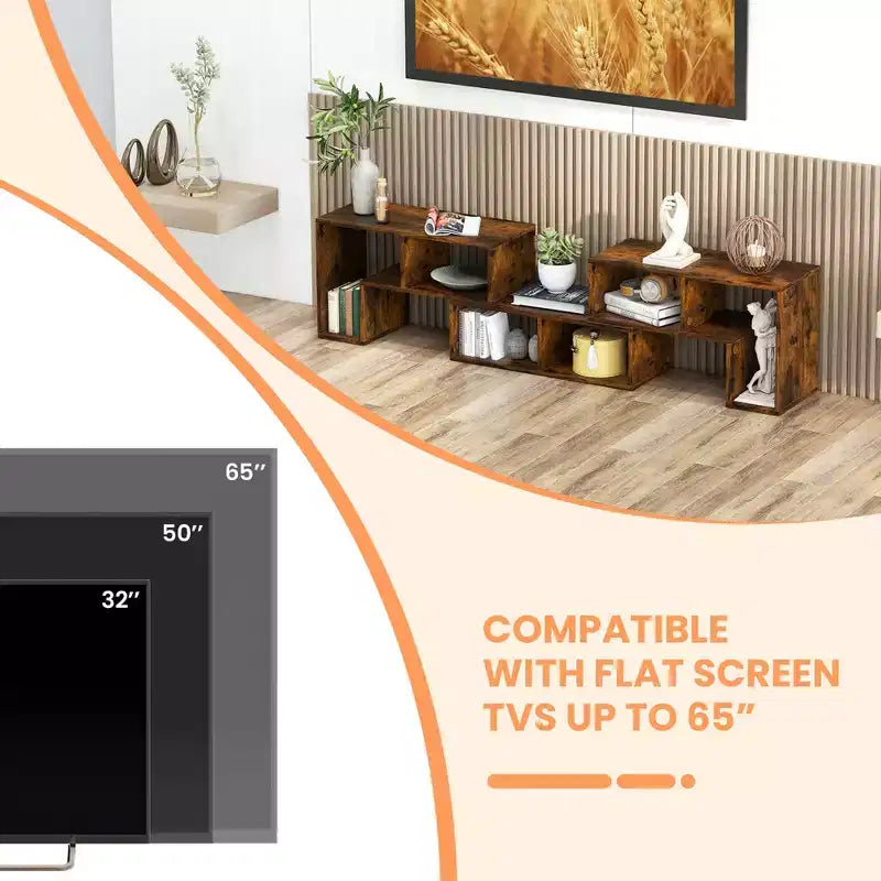 Meuble TV Costway 3 pièces pour TV jusqu'à 65'' Centre de divertissement Bibliothèque Étagères Blanc/Marron/Noir/Bois noir