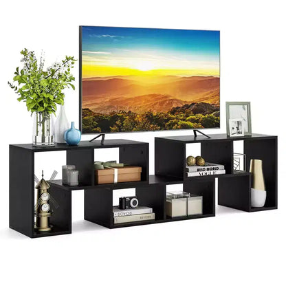 Meuble TV Costway 3 pièces pour TV jusqu'à 65'' Centre de divertissement Bibliothèque Étagères Blanc/Marron/Noir/Bois noir