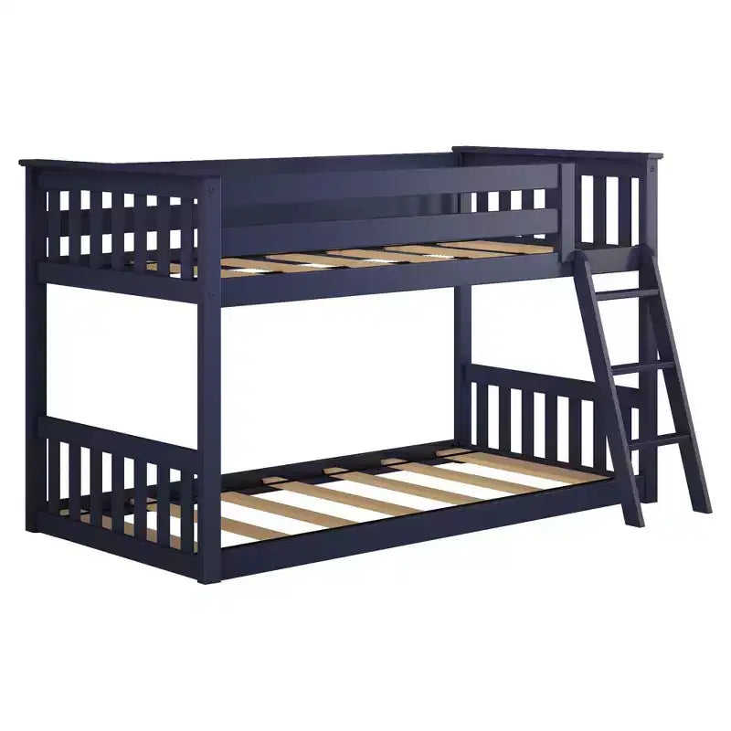 Lit superposé Max & Lily pour enfants, lit superposé bas en bois massif avec échelle pour petite chambre
