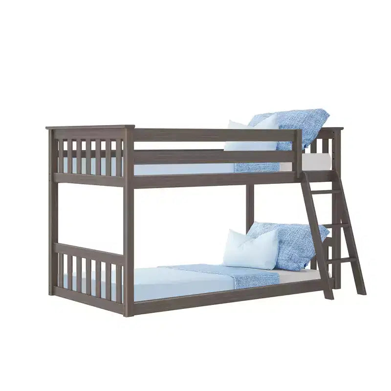 Lit superposé Max & Lily pour enfants, lit superposé bas en bois massif avec échelle pour petite chambre