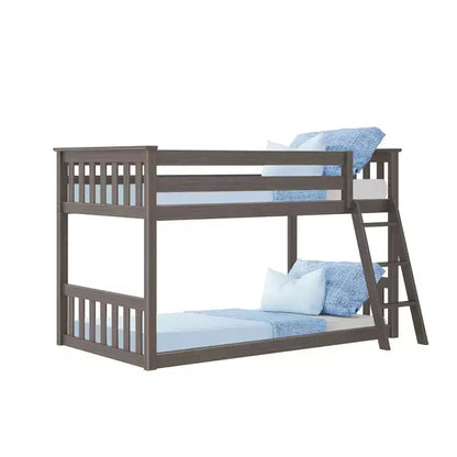 Lit superposé Max & Lily pour enfants, lit superposé bas en bois massif avec échelle pour petite chambre