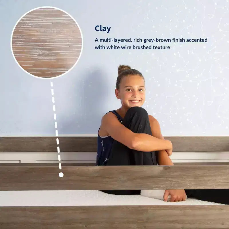 Lit superposé Max & Lily pour enfants, lit superposé bas en bois massif avec échelle pour petite chambre
