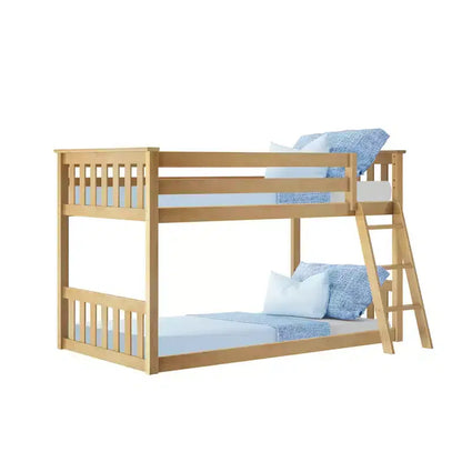 Lit superposé Max & Lily pour enfants, lit superposé bas en bois massif avec échelle pour petite chambre