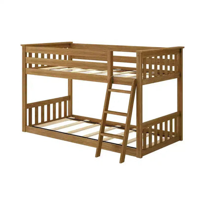 Lit superposé Max & Lily pour enfants, lit superposé bas en bois massif avec échelle pour petite chambre