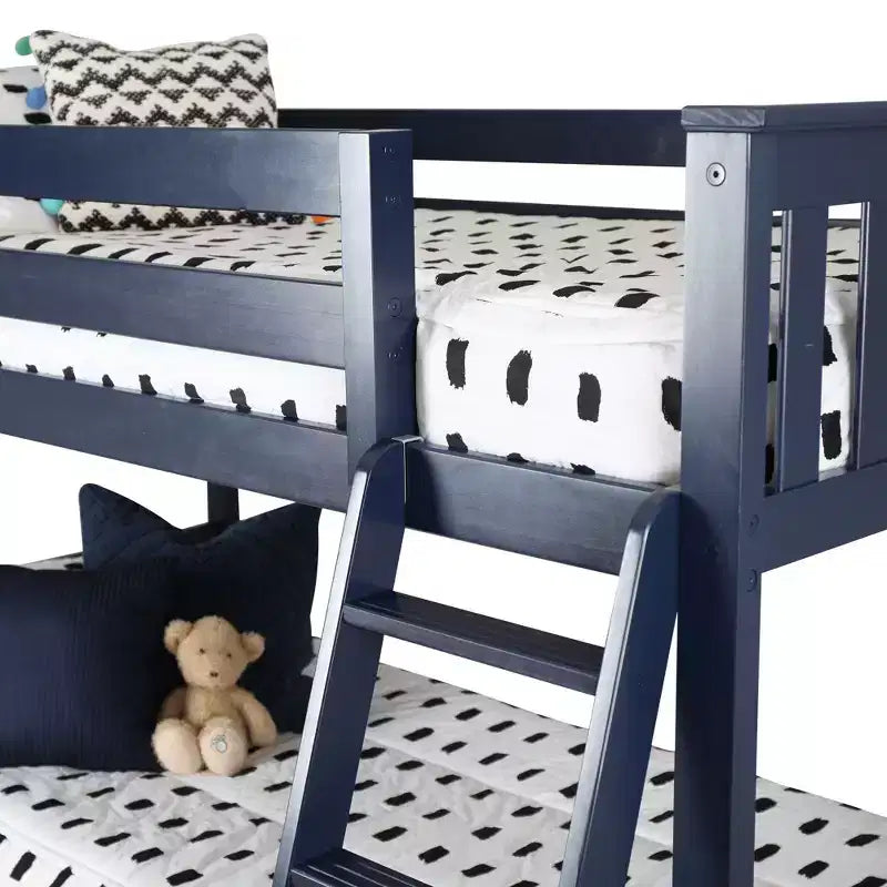 Lit superposé Max & Lily pour enfants, lit superposé bas en bois massif avec échelle pour petite chambre