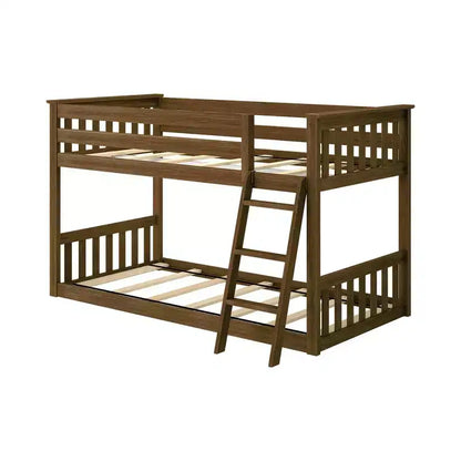 Lit superposé Max & Lily pour enfants, lit superposé bas en bois massif avec échelle pour petite chambre