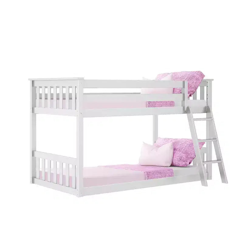 Lit superposé Max & Lily pour enfants, lit superposé bas en bois massif avec échelle pour petite chambre