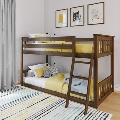 Lit superposé Max & Lily pour enfants, lit superposé bas en bois massif avec échelle pour petite chambre