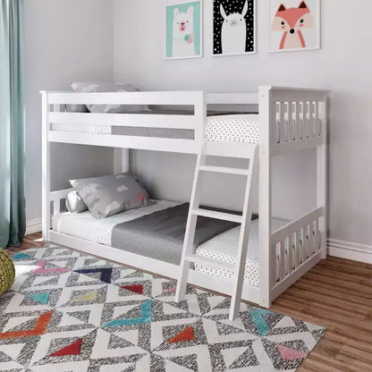 Lit superposé Max & Lily pour enfants, lit superposé bas en bois massif avec échelle pour petite chambre
