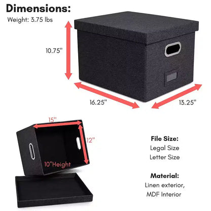 Boîte de Rangement et Classement Pliable Internet's Best avec Couvercle - 1 Unité - Anthracite
