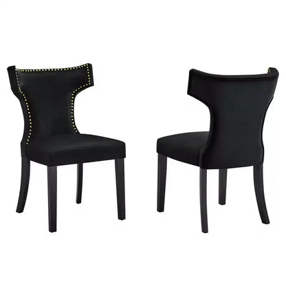 Set of 2 Curve Performance Velvet Dining Chairs - Modway