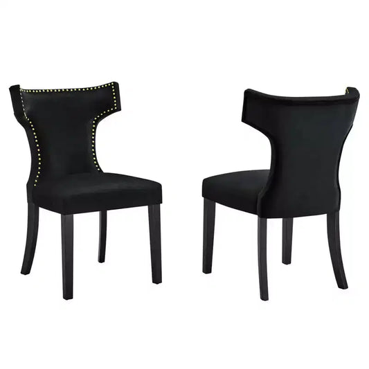 Set of 2 Curve Performance Velvet Dining Chairs - Modway