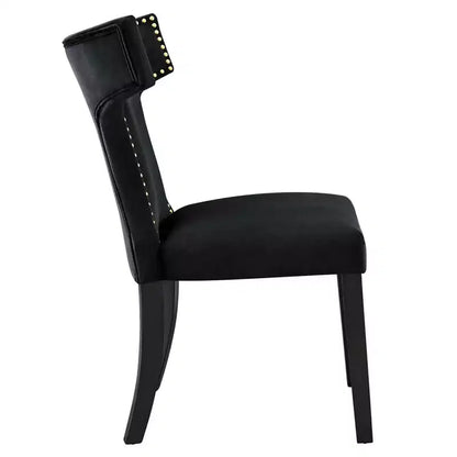 Lot de 2 chaises de salle à manger en velours de performance incurvées - Modway