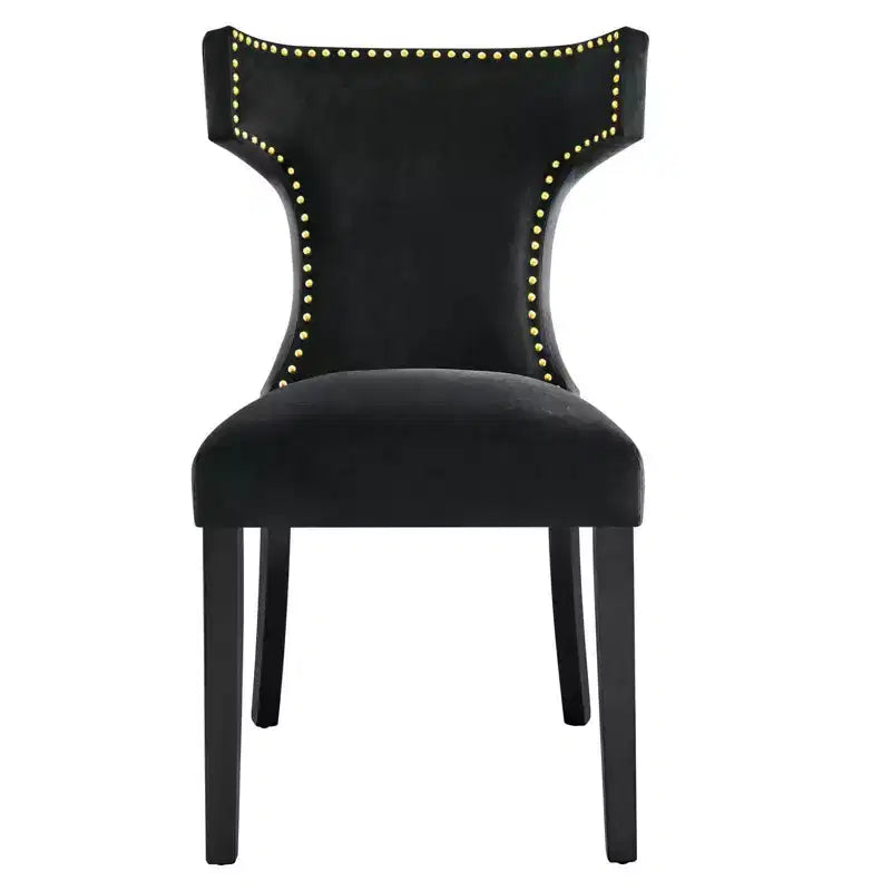 Lot de 2 chaises de salle à manger en velours de performance incurvées - Modway