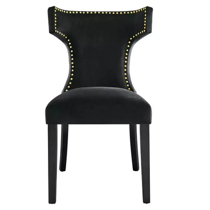Lot de 2 chaises de salle à manger en velours de performance incurvées - Modway