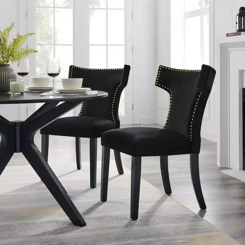Lot de 2 chaises de salle à manger en velours de performance incurvées - Modway
