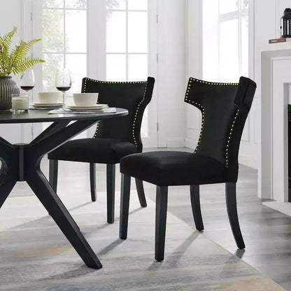 Lot de 2 chaises de salle à manger en velours de performance incurvées - Modway