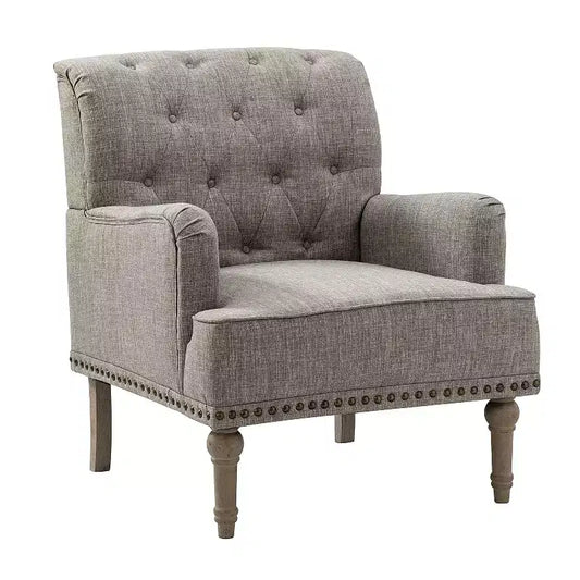 Naida Armchair with Carved Legs| ART OF LIVING DESIGNS-GREY