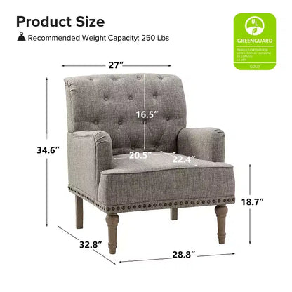 Fauteuil Naida avec pieds sculptés | ART OF LIVING DESIGNS-GRIS