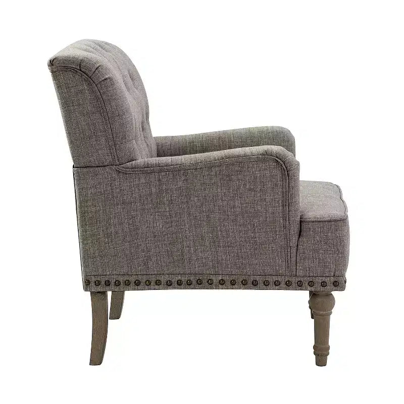 Fauteuil Naida avec pieds sculptés | ART OF LIVING DESIGNS-GRIS