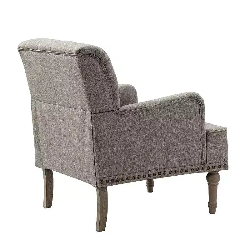 Fauteuil Naida avec pieds sculptés | ART OF LIVING DESIGNS-GRIS