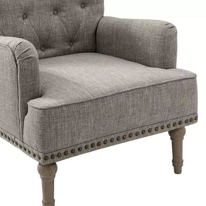 Fauteuil Naida avec pieds sculptés | ART OF LIVING DESIGNS-GRIS