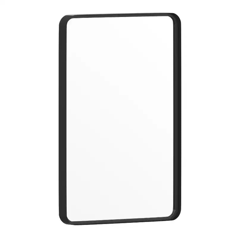 Merrick Lane 20 x 30 Matte Black Decorative Wall Mirror with Rounded Corners for Bathroom, Living Room, Entryway, Hangs Horizontal Or Vertical