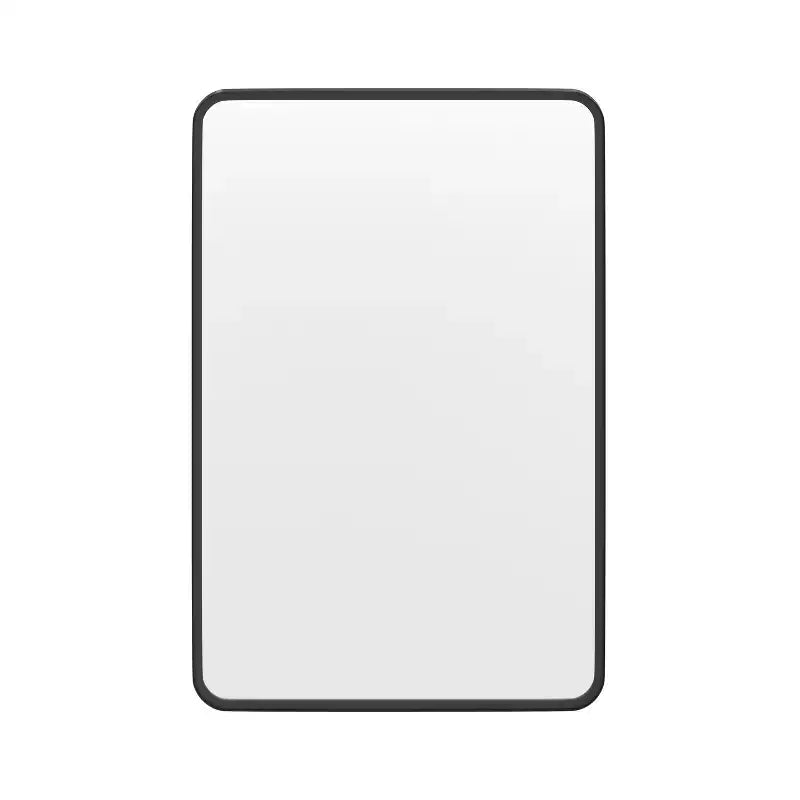 Miroir mural décoratif Merrick Lane 20 x 30 Noir mat avec coins arrondis pour salle de bain, salon, entrée, à suspendre à l'horizontale ou à la verticale