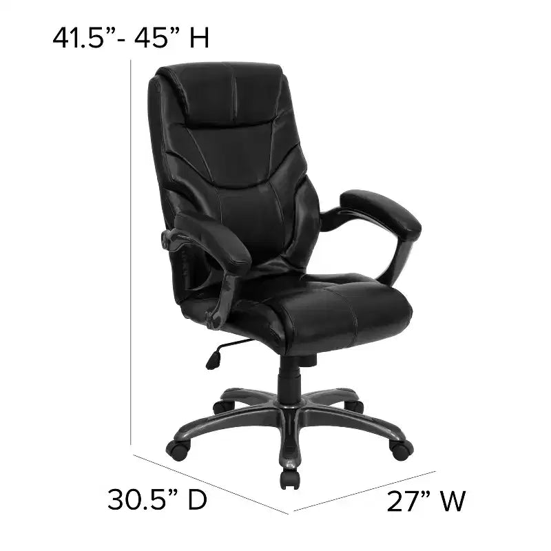 Fauteuil de bureau ergonomique Emma and Oliver en cuir reconstitué avec dossier haut et accoudoirs