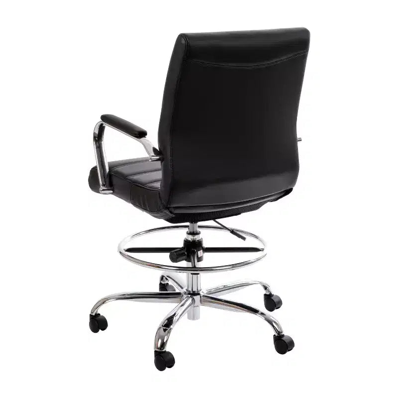 Chaise de bureau Emma et Oliver Mid-Back LeatherSoft avec repose-pieds réglable et base chromée