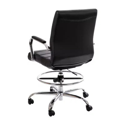 Chaise de bureau Emma et Oliver Mid-Back LeatherSoft avec repose-pieds réglable et base chromée