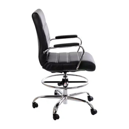 Chaise de bureau Emma et Oliver Mid-Back LeatherSoft avec repose-pieds réglable et base chromée