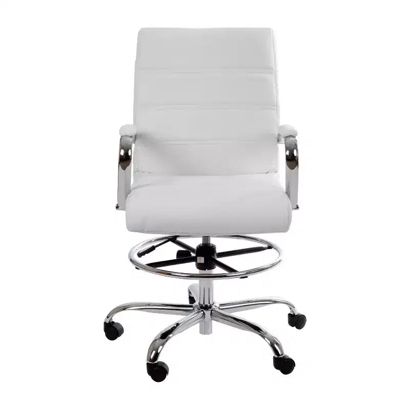 Chaise de bureau Emma et Oliver Mid-Back LeatherSoft avec repose-pieds réglable et base chromée