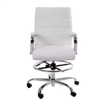 Chaise de bureau Emma et Oliver Mid-Back LeatherSoft avec repose-pieds réglable et base chromée